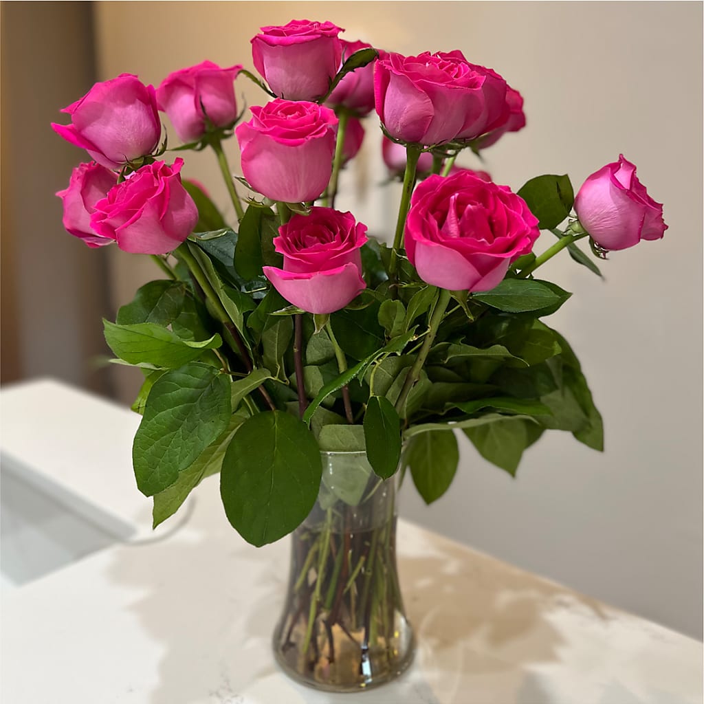 Long Stem Pink Rose Bouquet –  The Rose Boutique, San Antonio TX